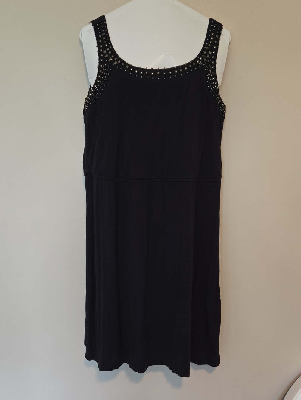 AB Studio Black Studded Sleeveless Midi Dress